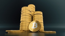Bitcoin érmék illusztráció 3D