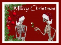Cartão engraçado do esqueleto do Natal