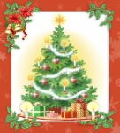 Tarjeta Vintage de árbol de Navidad