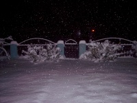 暗い夜、激しい雪