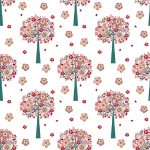 Motif de papier peint des arbres floraux