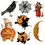 Halloween Vintage ikonok szimbólumai