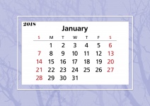 Leden 2018 kalendářní rámec