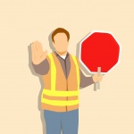 Muž držení stop sign