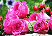 Roses aquarel schilderij