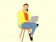Kvinna och bärbar dator