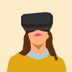 Kvinna och virtuell verklighet