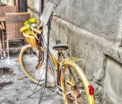 Yellow Bike and music Stand