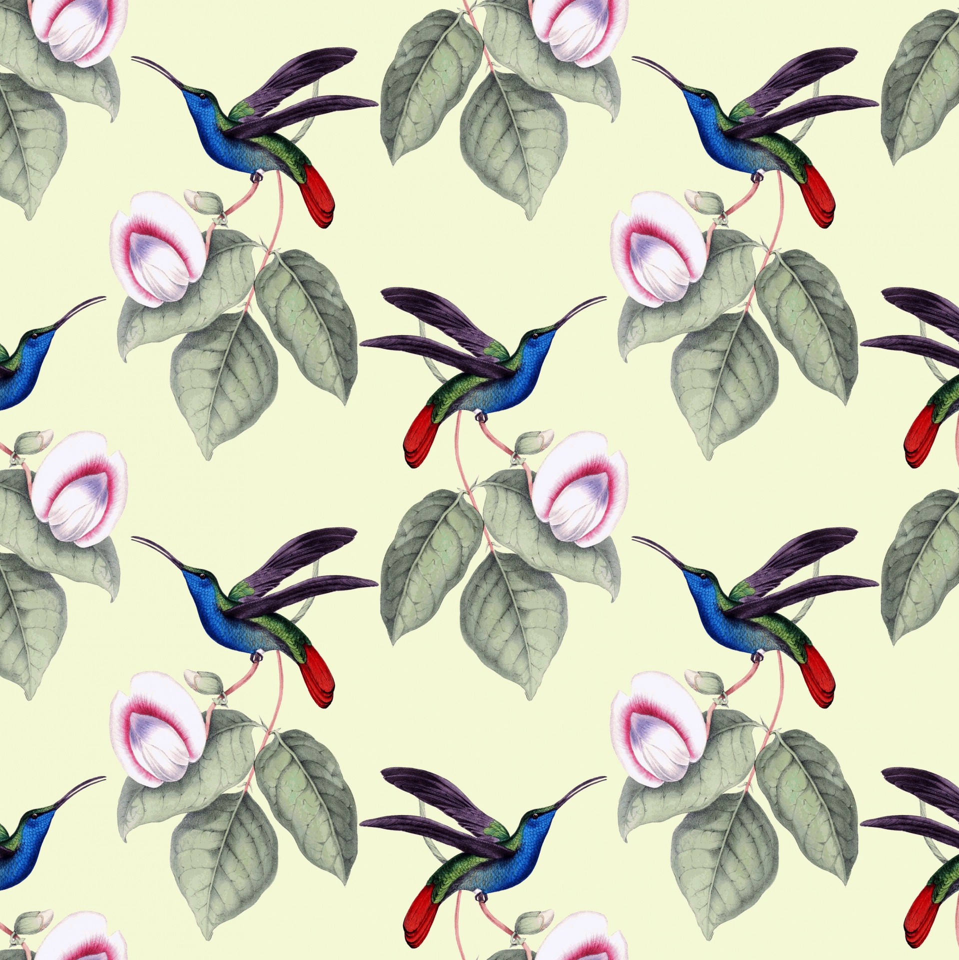 Bird Floral Vintage Wallpaper