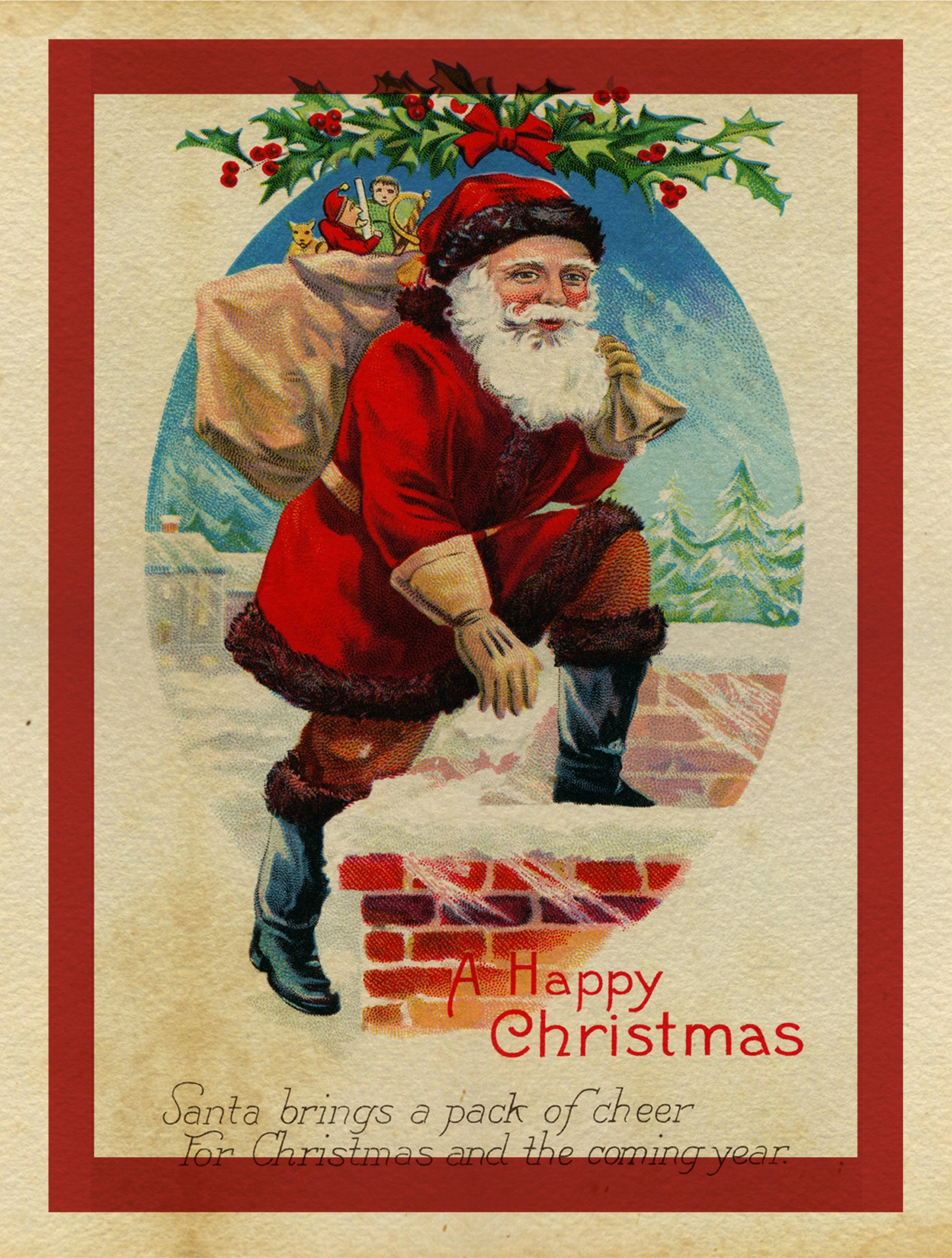 Cartão de Natal Vintage Santa