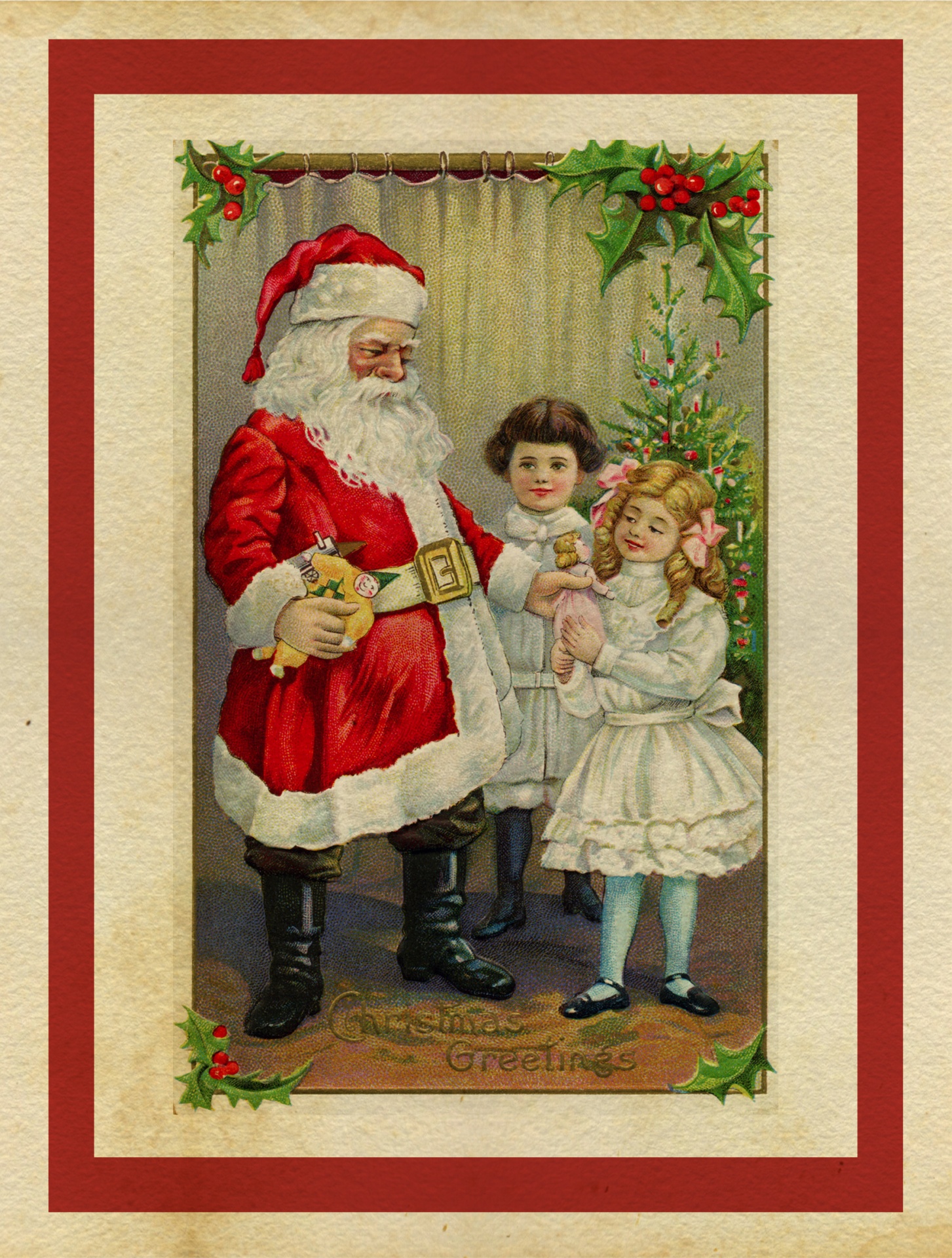 Christmas Card Vintage Santa Free Stock Photo - Public Domain Pictures