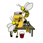 Bee met honing illustratie