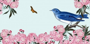 Vintage Bird & Cherry Blossom