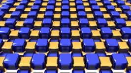 Cubes bleus et or géométriques