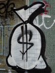 Graffiti de sac d'argent de signe de