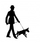 Man Walkks Dog Silhouette
