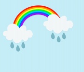 Regenboog & Wolken Illustratie