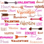 Valentine Pfeile und Wörter