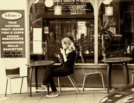 Woman Cafe Smoking Vintage