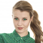 Nő zöld szemek portréja