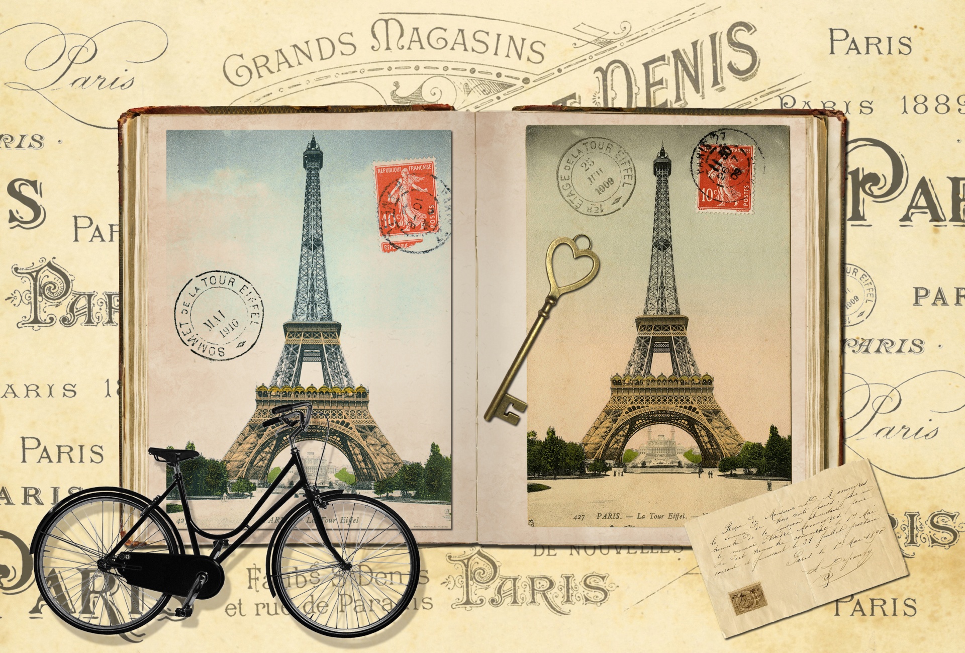 Paryż Wieża Eiffla Vintage