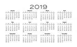 Modelo de calendário 2019