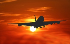 Vliegtuig zonsondergang reizen