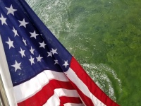 American Flag and River
