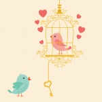 Birds Cage Ilustrație drăguță