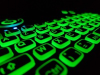 Azerty tangentbord grönt bakgrundsbelysn