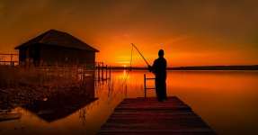 Pesca, pescador, lago, hobby, naturaleza