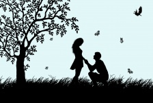 Marriage Proposal Couple Silhouette