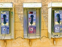 Old fashioned telephone booths