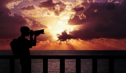 Photographer, sunset, evening, sky