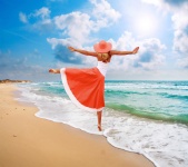 Woman Dance Beach Happy