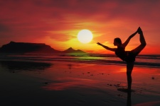 Yoga Woman Sunset Beach