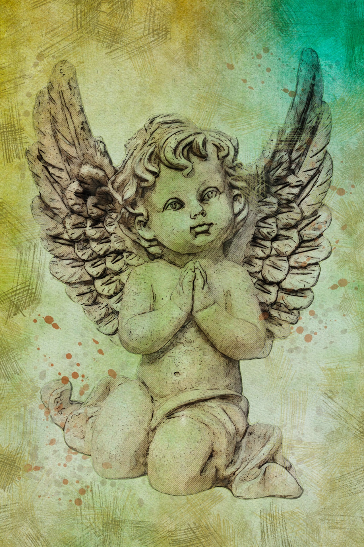 Angel, Cherub Vintage Illustratie