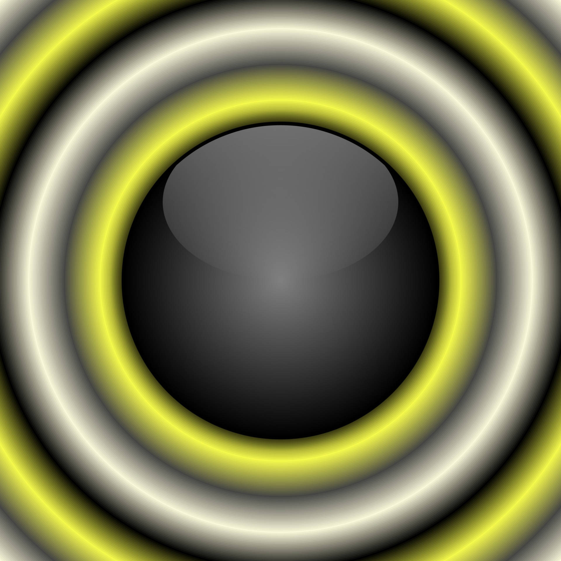 Zwarte bal met gele ringen