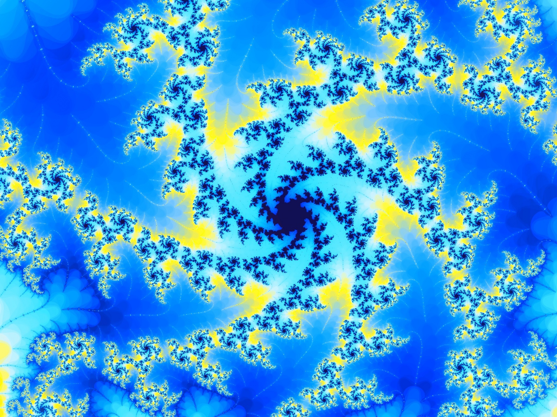 Blauwe fractal spiraal