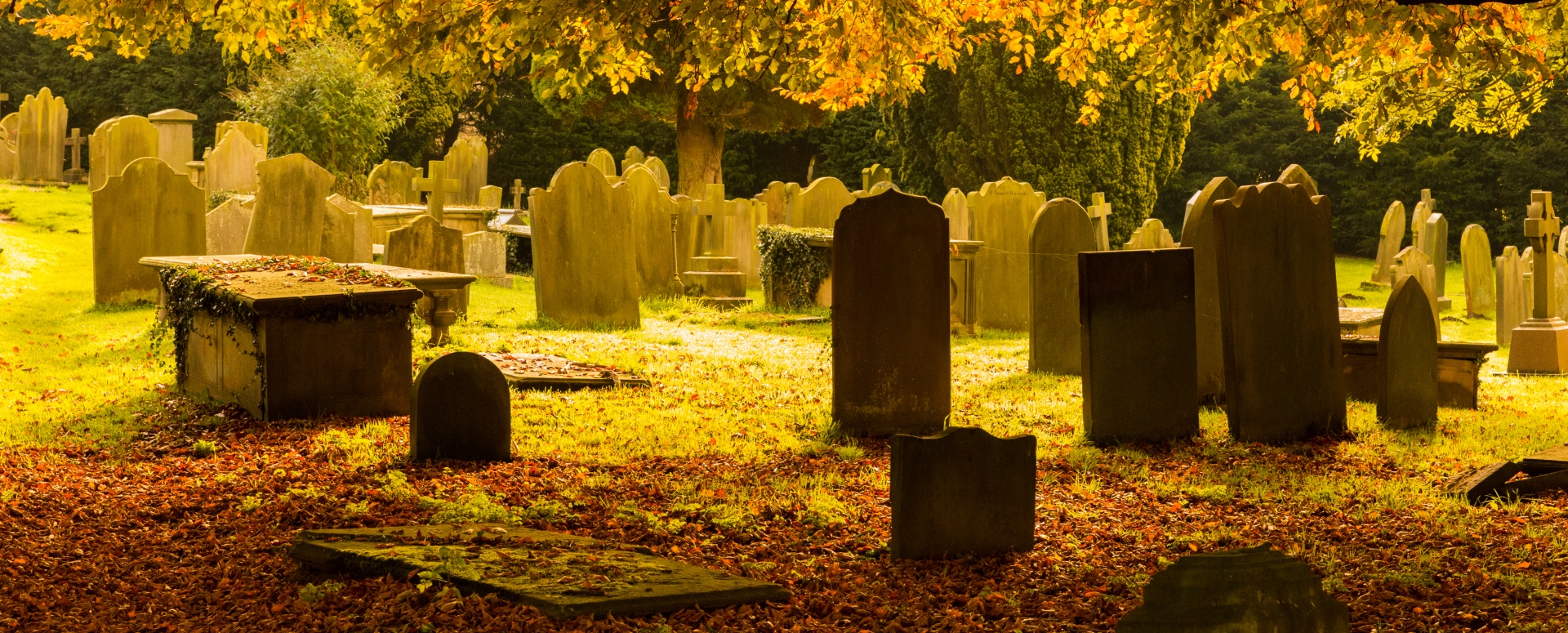 Begraafplaats in de herfst