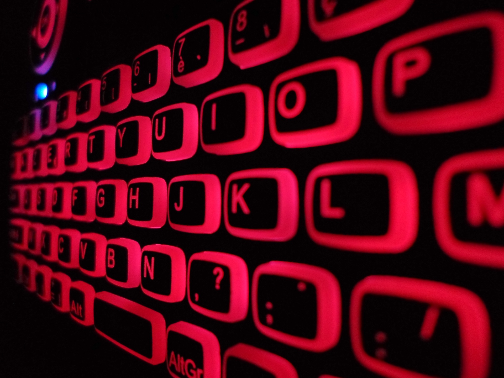 Azerty Keyboard Backlight Red Free Stock Photo Public Domain