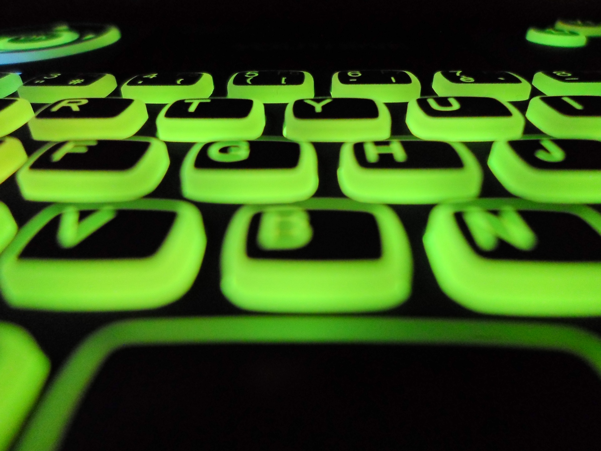 Zielone podświetlenie klawiatury Azerty