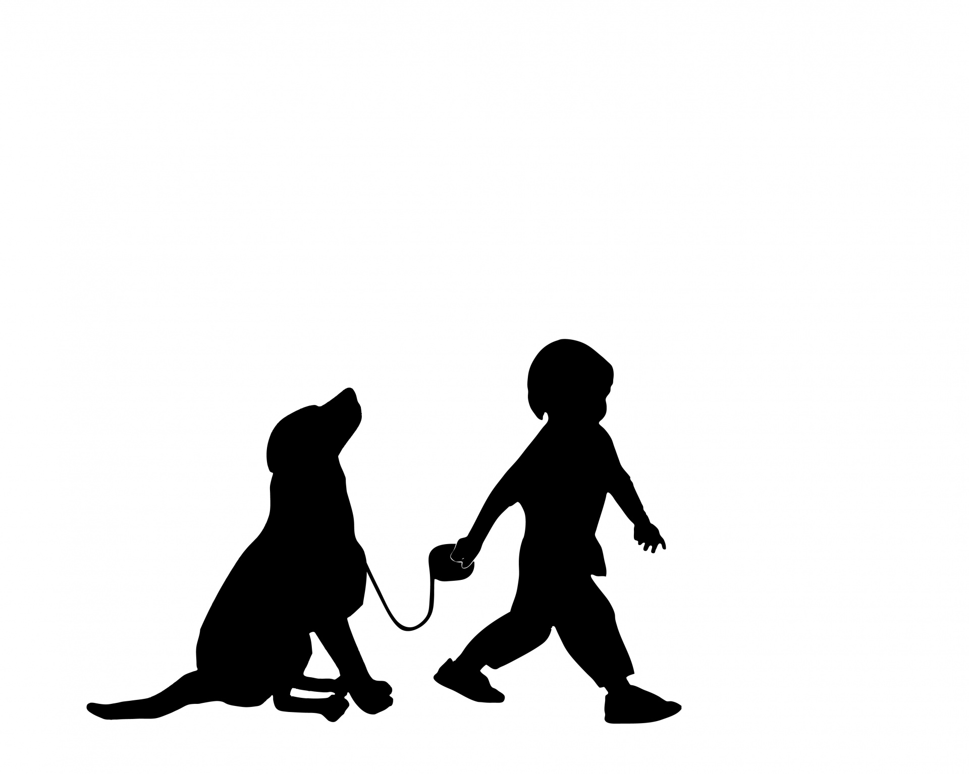 Hond en jongen silhouet