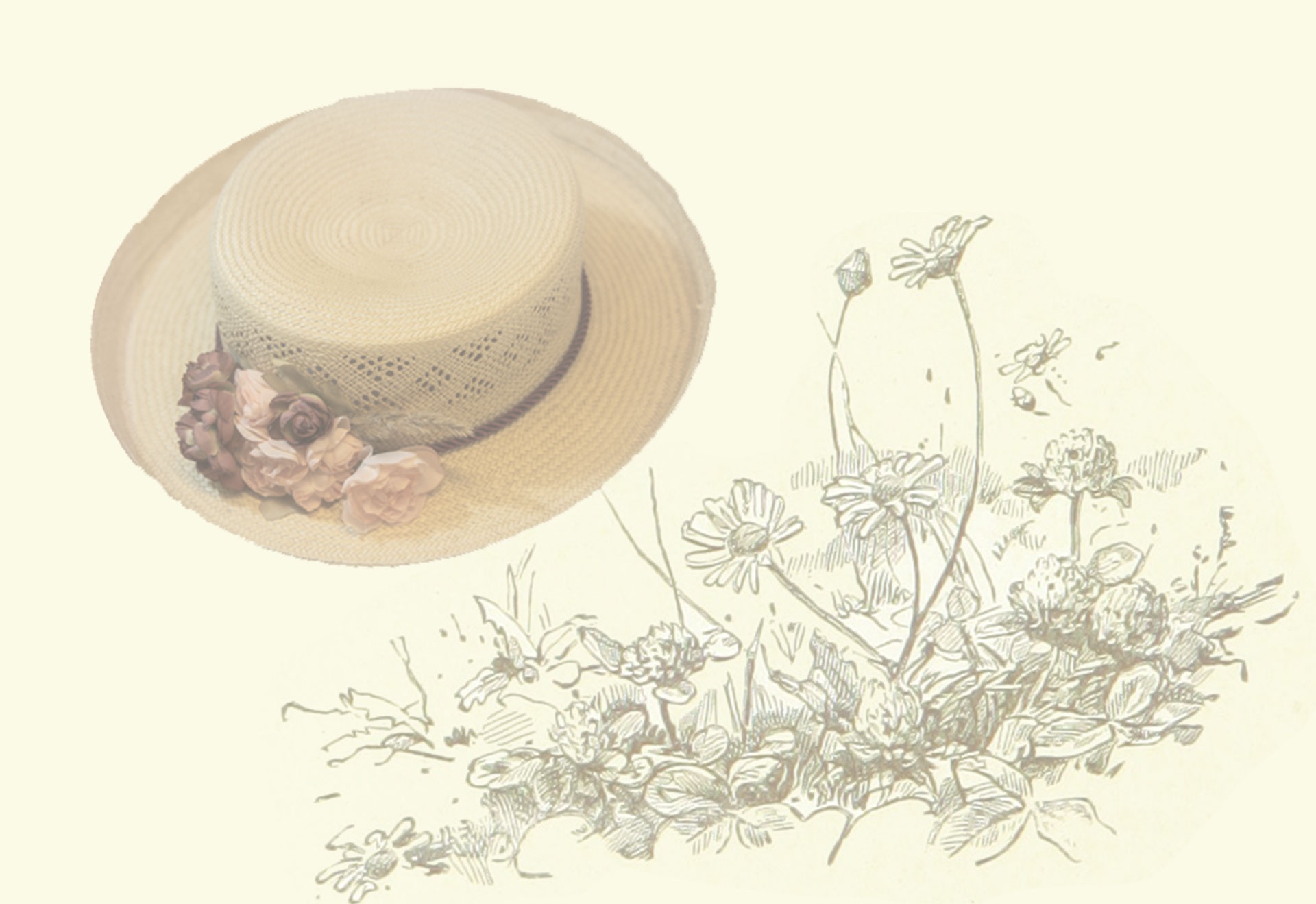 Salutation de fond de chapeau fleuri