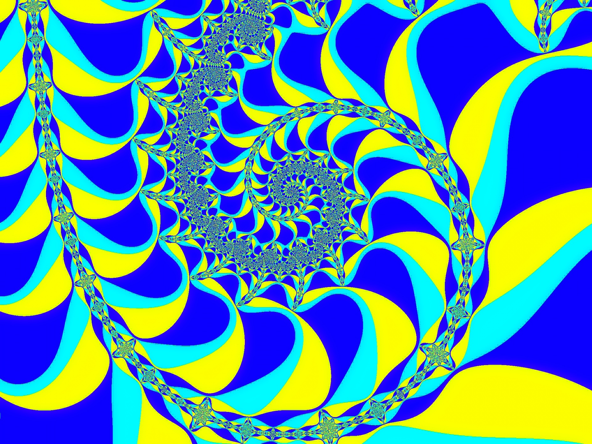 Fractal spiraal in een blauw-geel