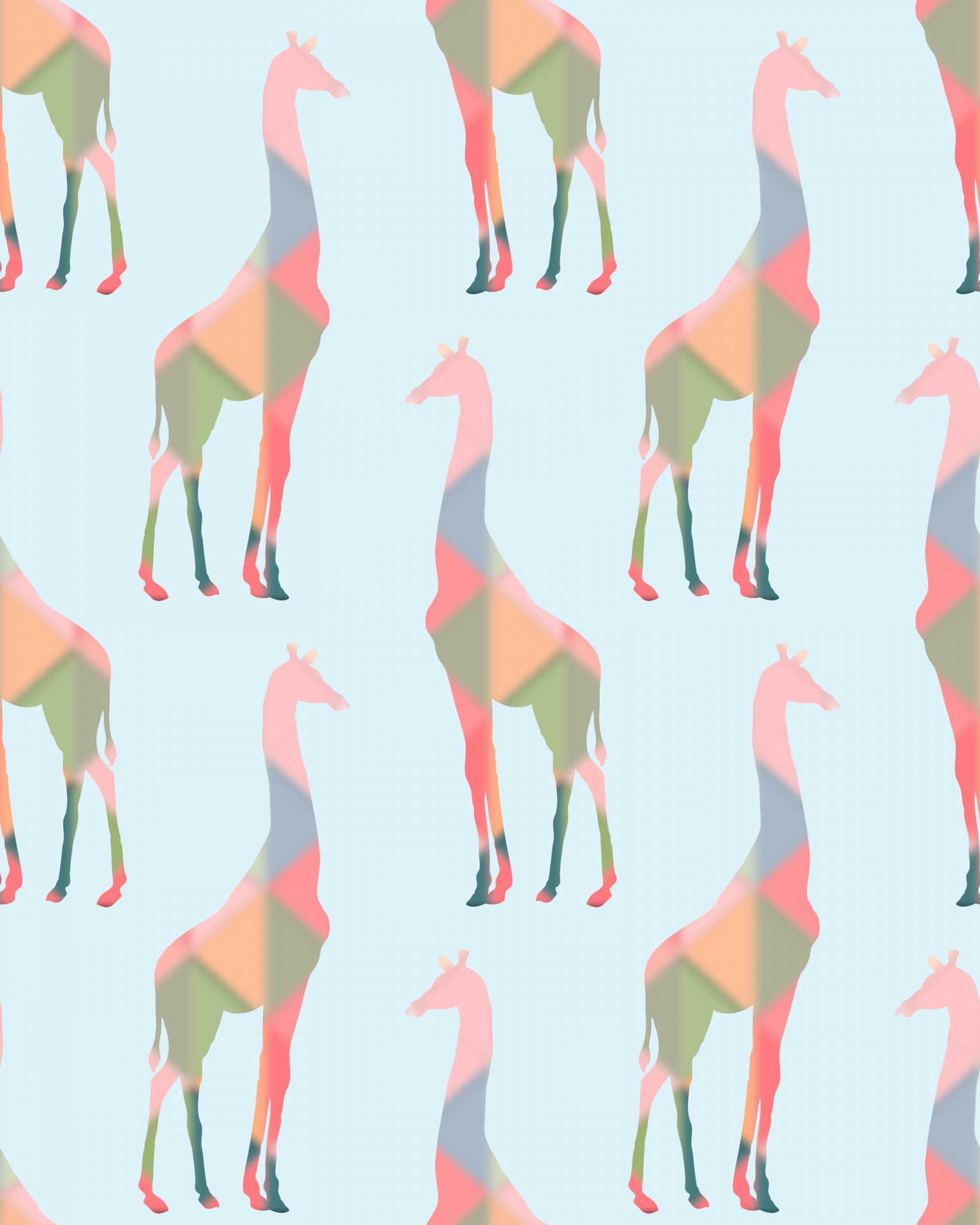 长颈鹿五颜六色的墙纸样式