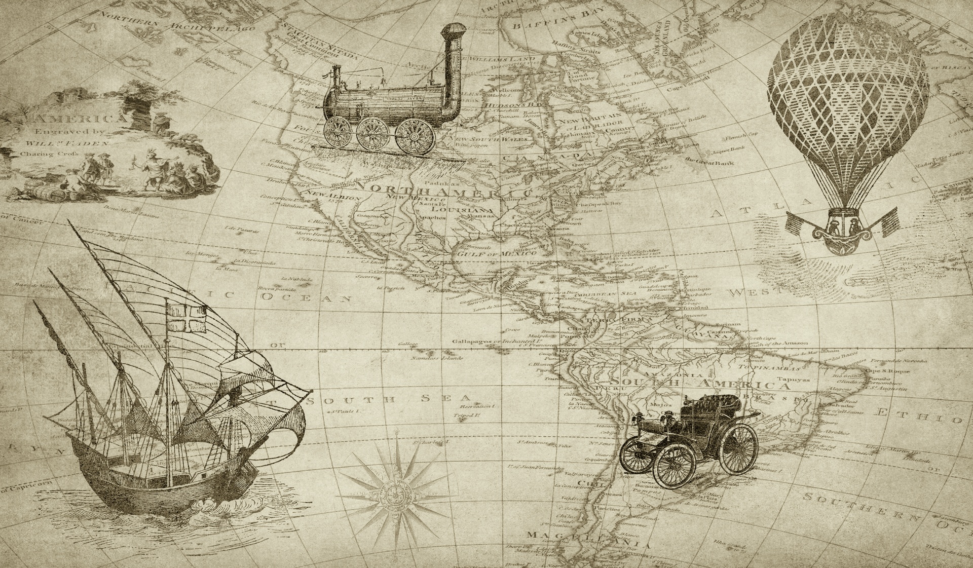 Карта Vintage World Travel
