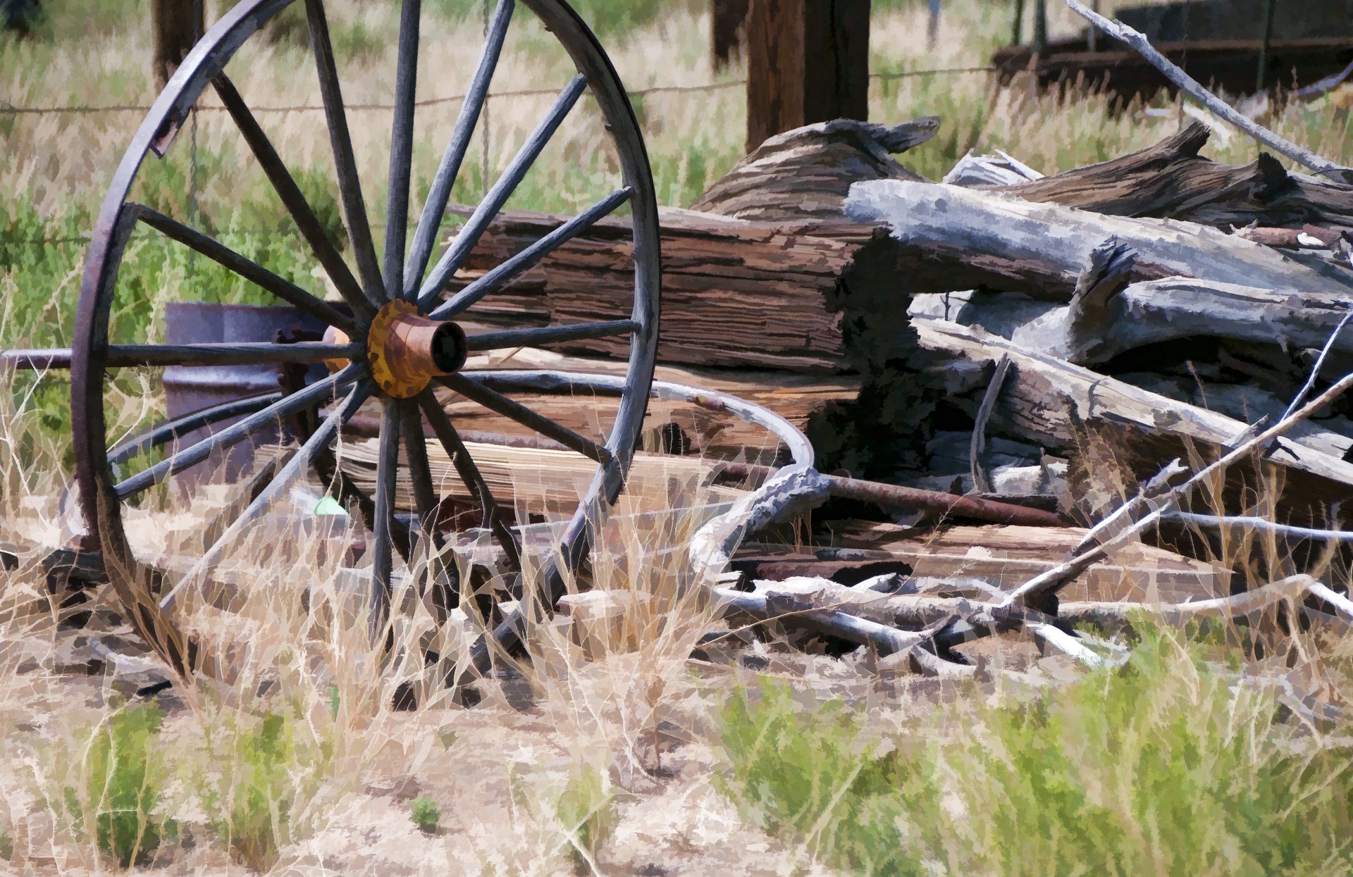Vieille roue de wagon