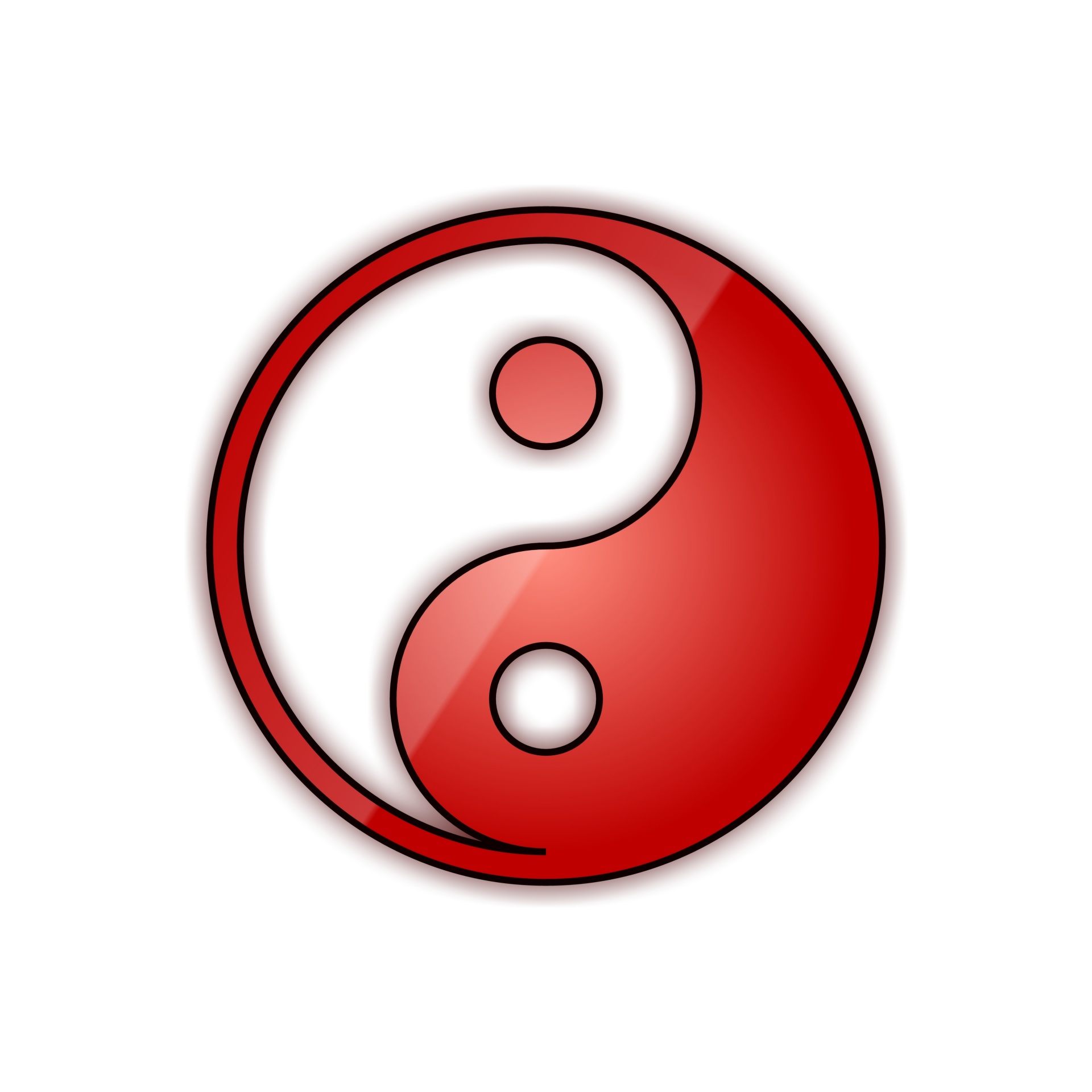 Rood yin yang-symbool