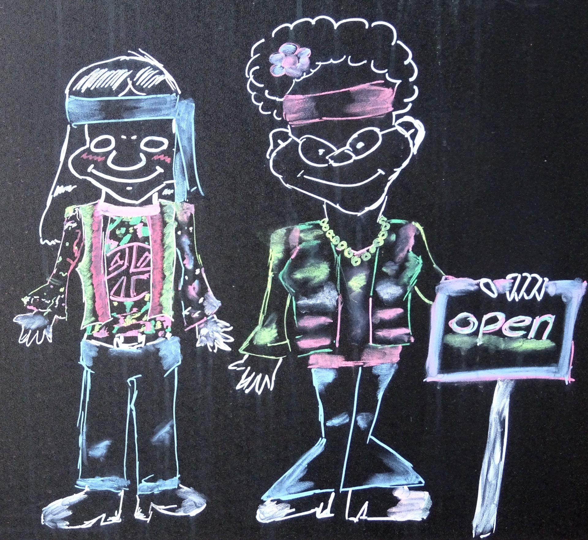 Winkel gekalkt Blackboard Open teken